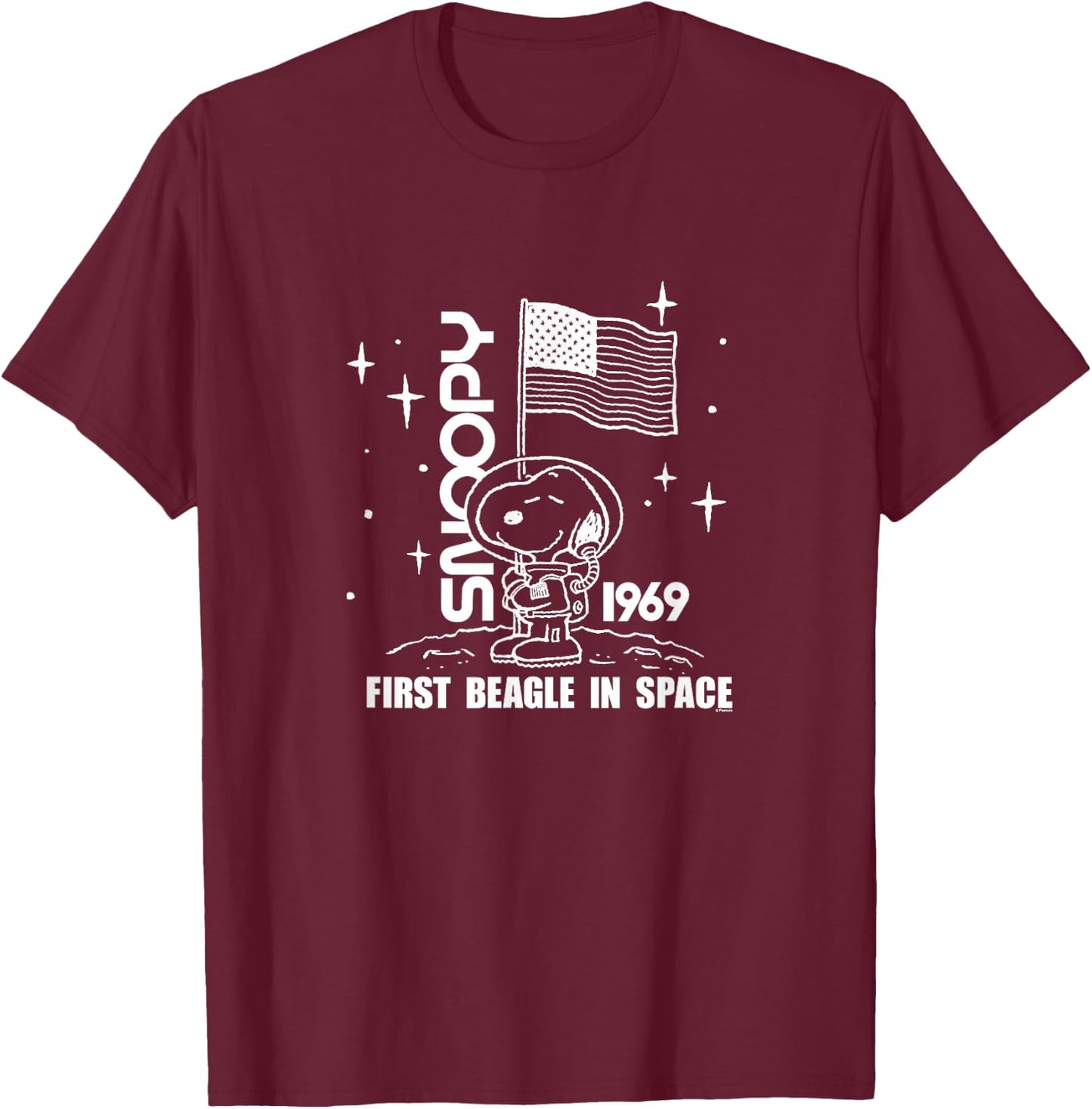 Peanuts - Snoopy 1969 First Beagle In Space T-Shirt - T-Shirt | Maroon