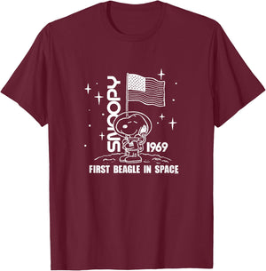Peanuts - Snoopy 1969 First Beagle In Space T-Shirt - T-Shirt | Maroon