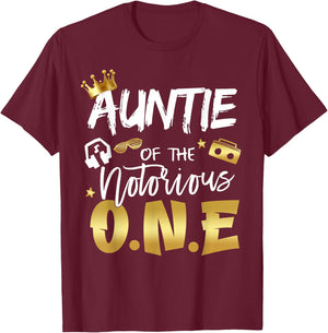 Auntie Of The Notorious One Old School Hip Hop 1st Birthday T-Shirt - T-Shirt | Maroon