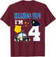 4th Birthday Policeman Boy 4 Year Old Police Officer T-Shirt - T-Shirt | Maroon