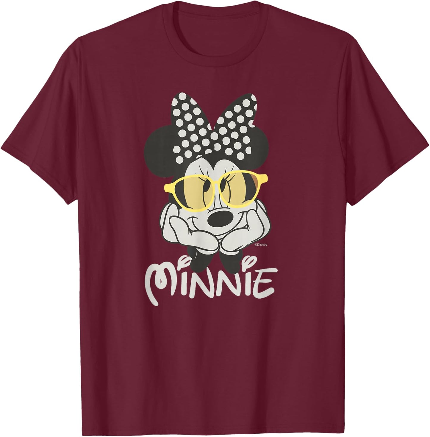 Disney Minnie Mouse in Black & White Polka Dot Day Vintage T-Shirt - T-Shirt | Maroon
