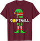 I'm The Softball Elf Christmas Family Matching Pajama T-Shirt - T-Shirt | Maroon