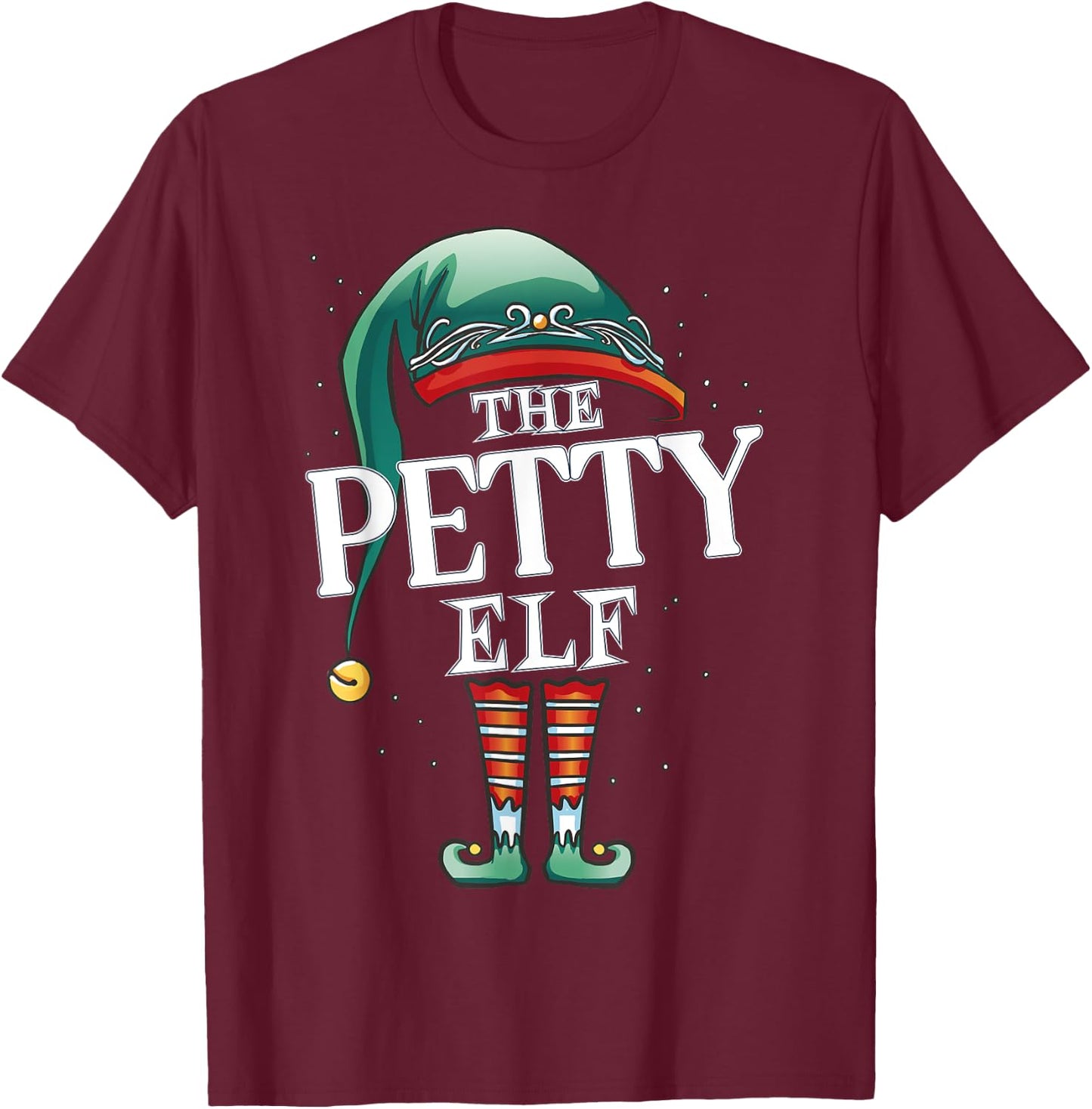 Petty Elf Christmas Group Xmas Pajama Party T-Shirt - T-Shirt | Maroon