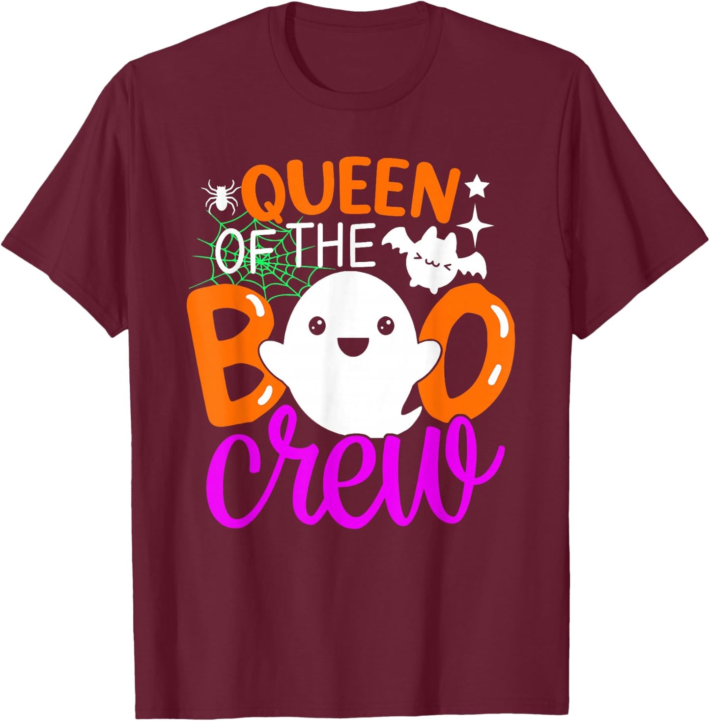 Queen Of The Boo Crew Funny Halloween Family Matching T-Shirt - T-Shirt | Maroon