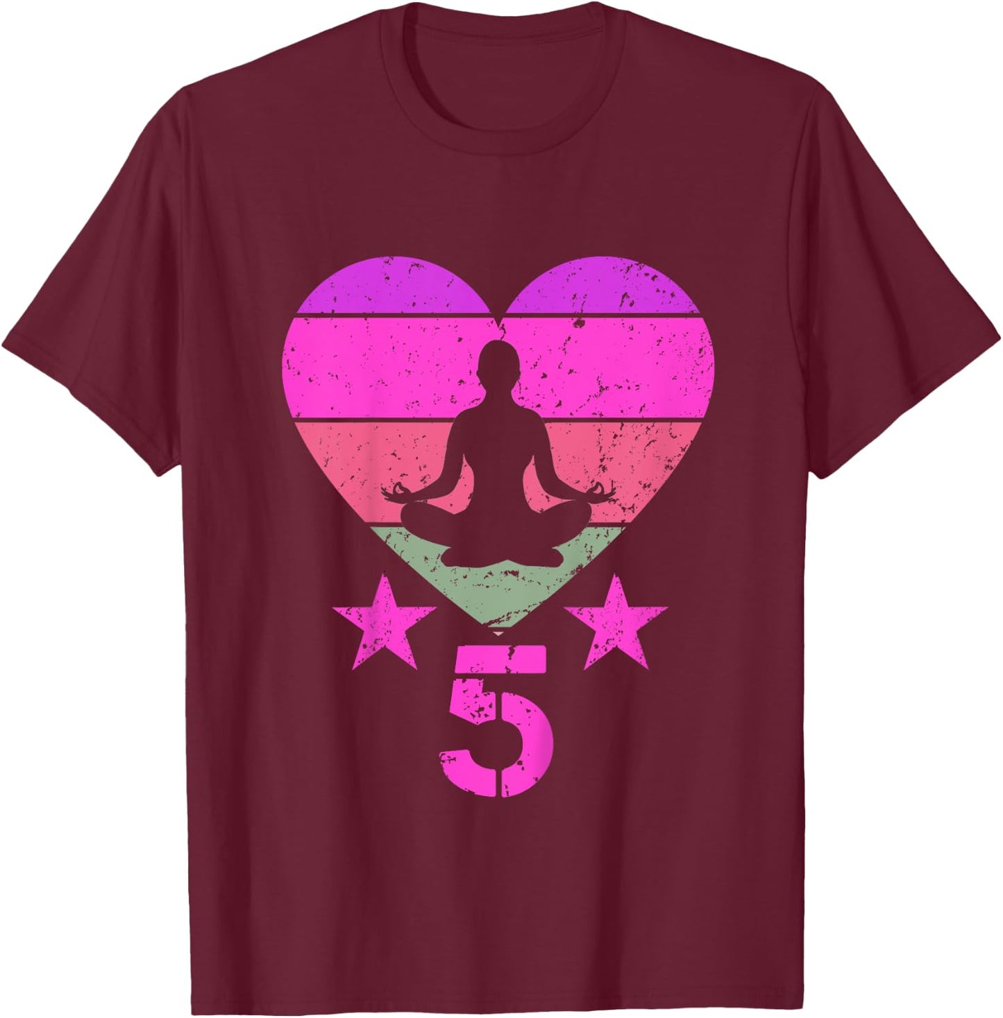 Kids Yoga Birthday 5 Year Old Boy Girl Yoga 5th Birthday T-Shirt - T-Shirt | Maroon