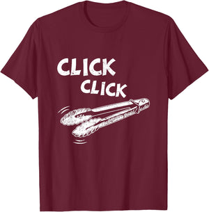 Click a Click Tongs Bbq Barbecue Barbecuing Hanging T-Shirt - T-Shirt | Maroon