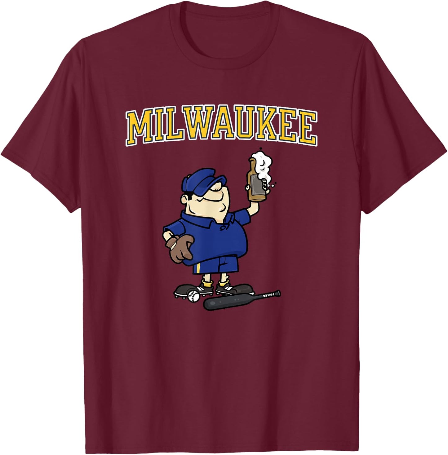 Milwaukee Baseball and Beer T-Shirt - T-Shirt | Maroon