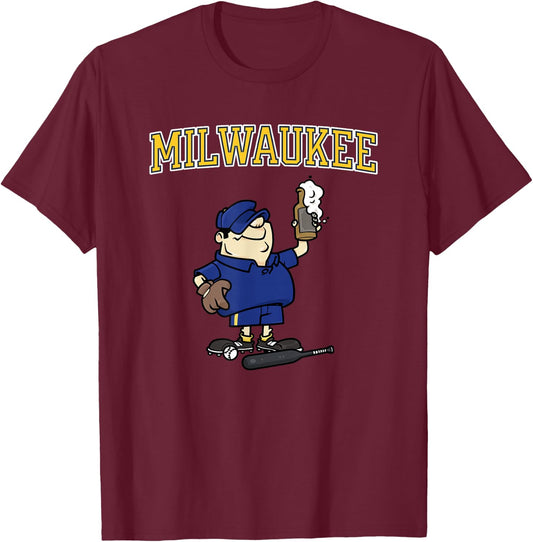 Milwaukee Baseball and Beer T-Shirt - T-Shirt | Maroon