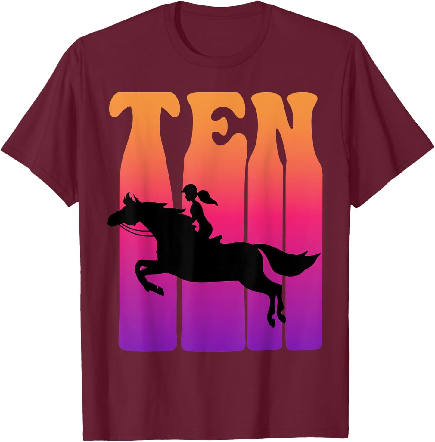 Girl Horseback Rider, I'm 10 Year Old, Kids 10th Birthday T-Shirt - T-Shirt | Maroon