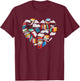 Love To Read Heart Made of Books Bookworm Book Lover T-Shirt - T-Shirt | Maroon