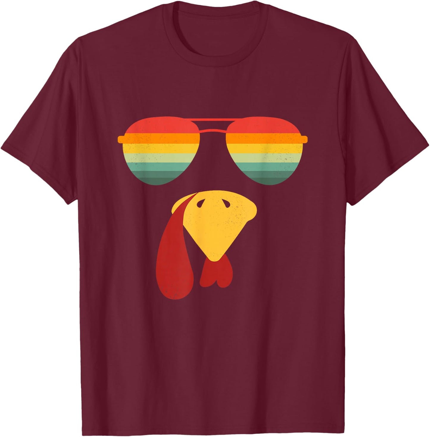 Turkey Face Sunglasses Thanksgiving Boys Kids Cool Turkey T-Shirt - T-Shirt | Maroon