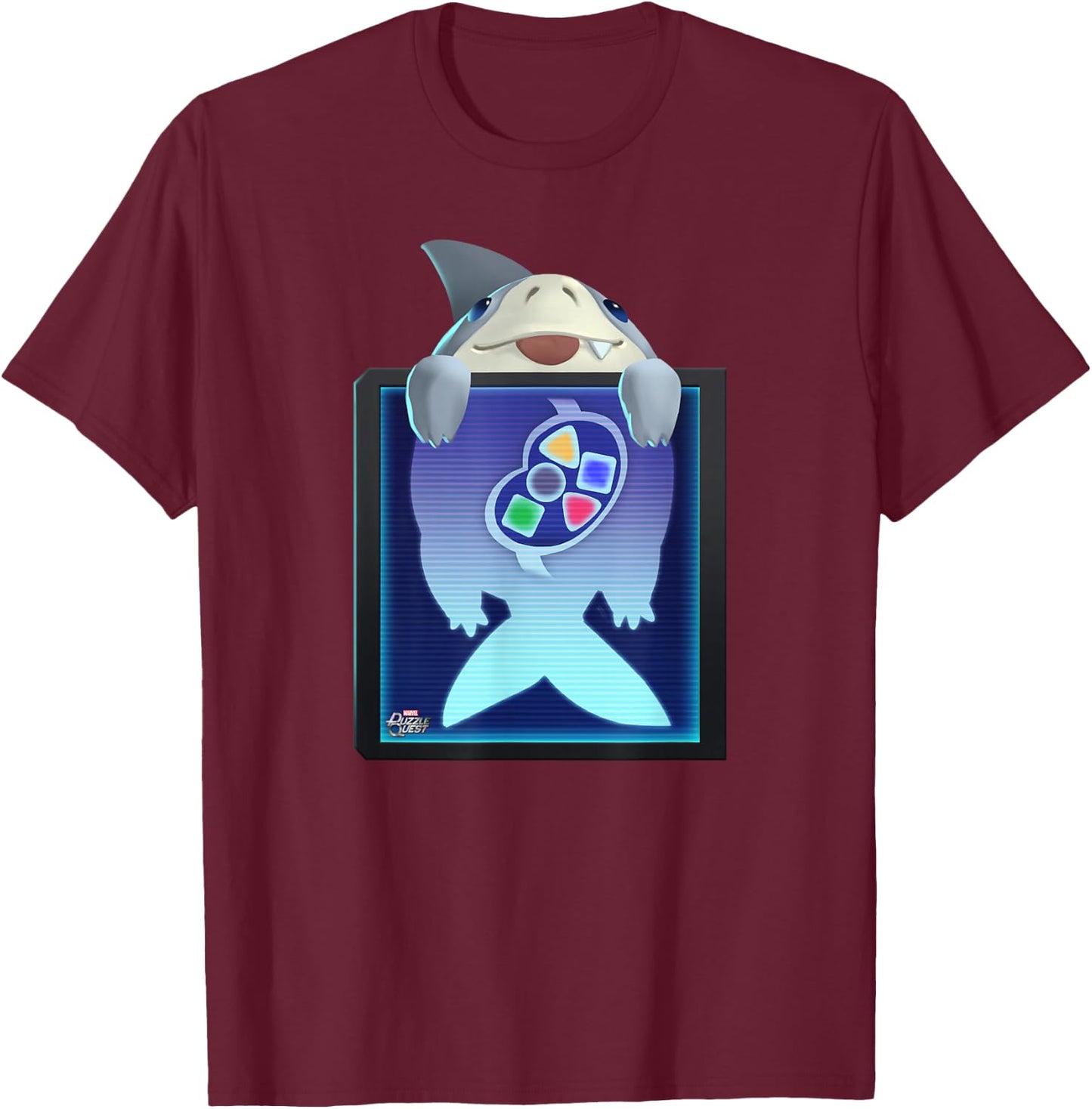 Marvel Puzzle Quest Jeffrey Land Shark Jeff! Don’t Eat That! T-Shirt - T-Shirt | Maroon