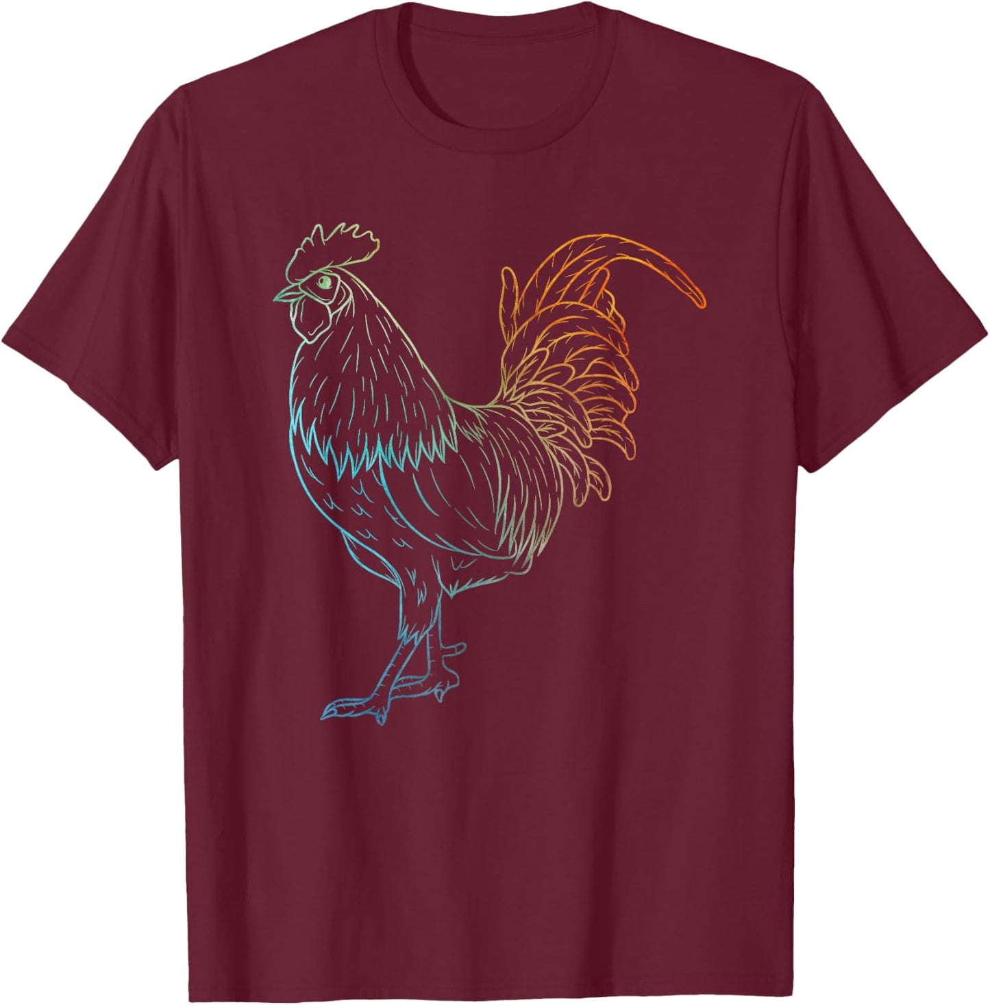 Chicken Art Colorful Rooster Funny Fowl Lovers Outfit T-Shirt - T-Shirt | Maroon