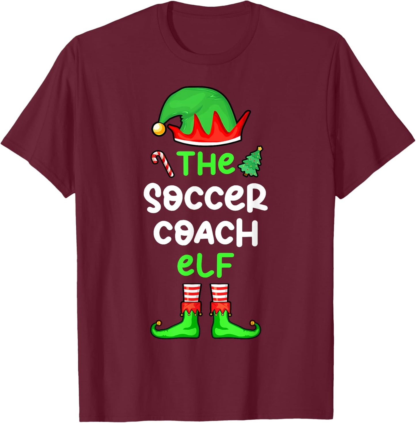 I'm The Soccer Coach Elf Christmas Matching Pajama T-Shirt - T-Shirt | Maroon