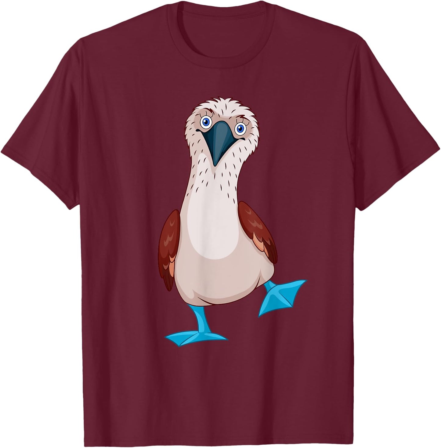 Dancing Booby Blue-Footed Booby Sea Bird Blue Feet Drawing T-Shirt - T-Shirt | Maroon