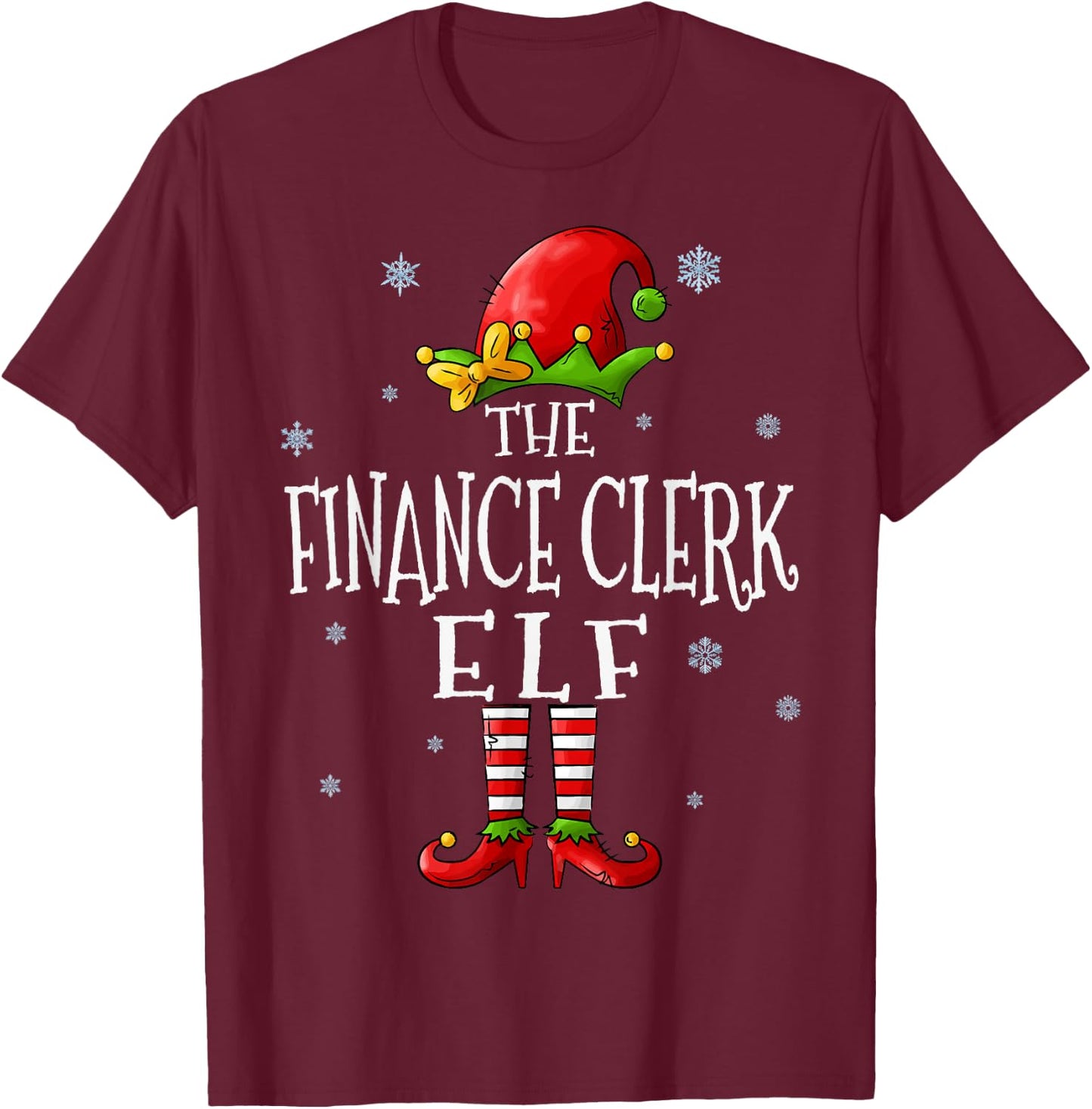 The Finance Clerk Elf Squad Funny Groupe Matching Christmas T-Shirt - T-Shirt | Maroon
