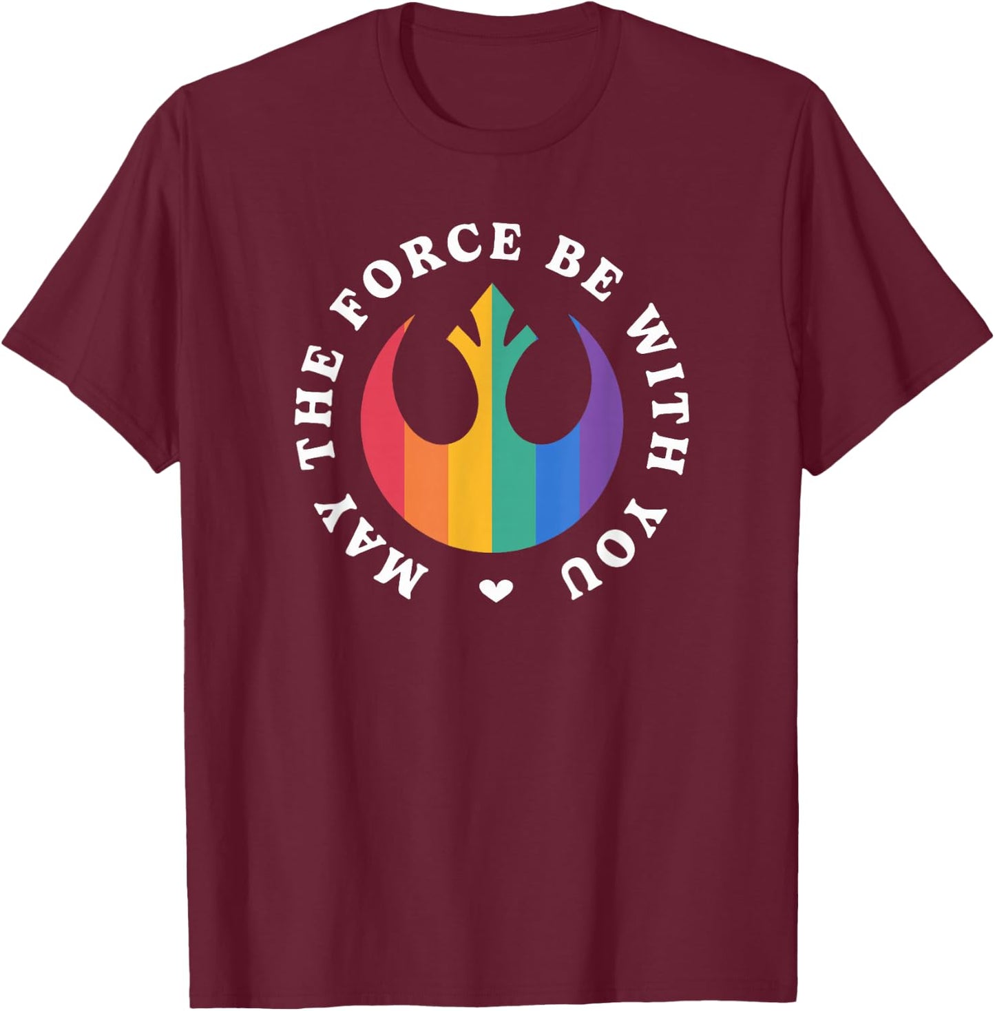 Star Wars Jedi Rainbow May The Force Be With You Logo T-Shirt - T-Shirt | Maroon