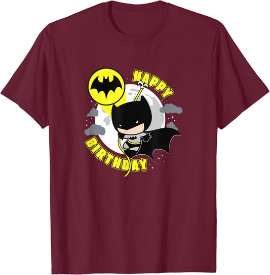 DC Comics Justice League Happy Birthday Chibi Batman T-Shirt - T-Shirt | Maroon