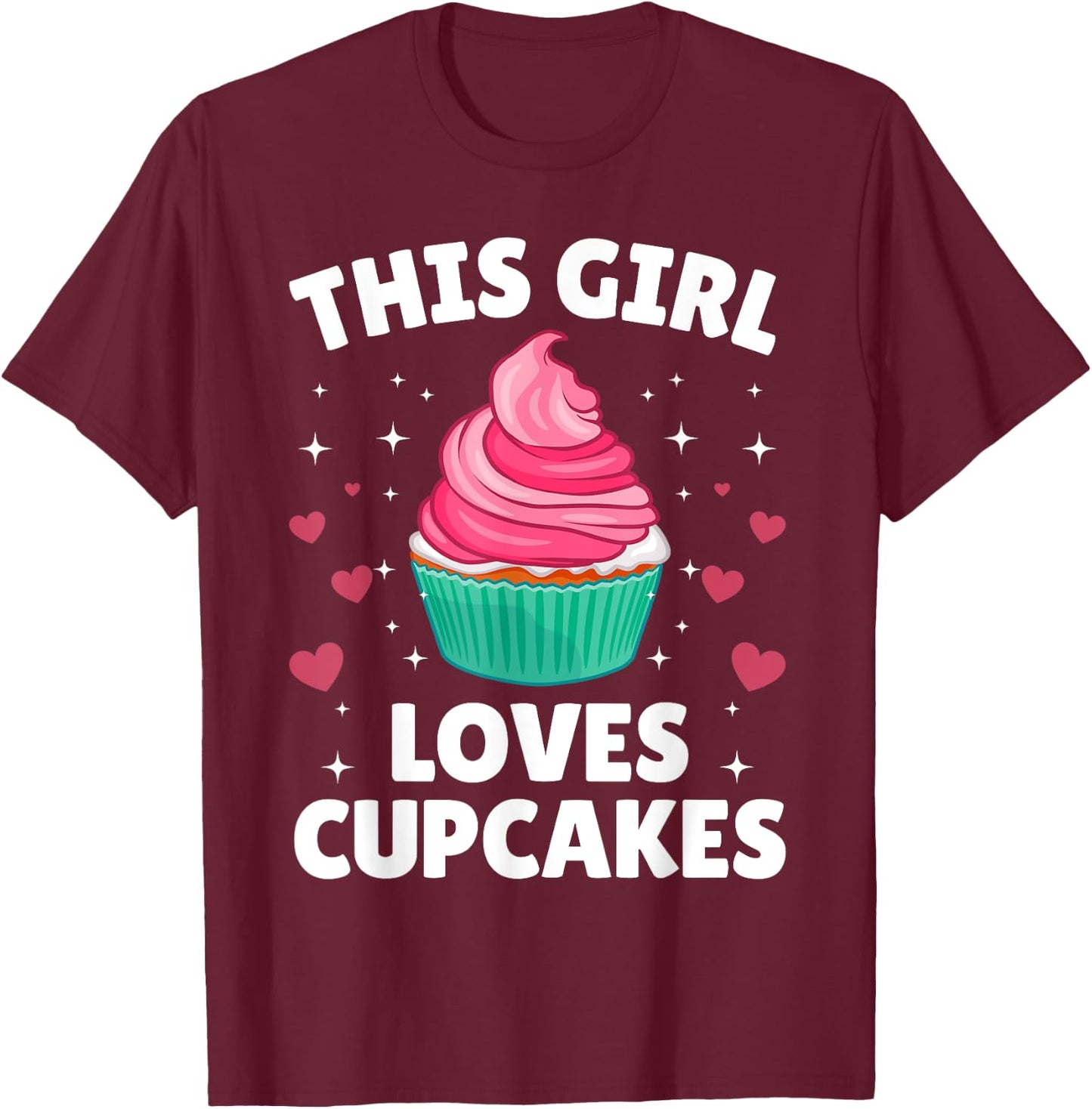 Cool Cupcake Art Teen Girls Baking Dessert Cupcake T-Shirt - T-Shirt | Maroon