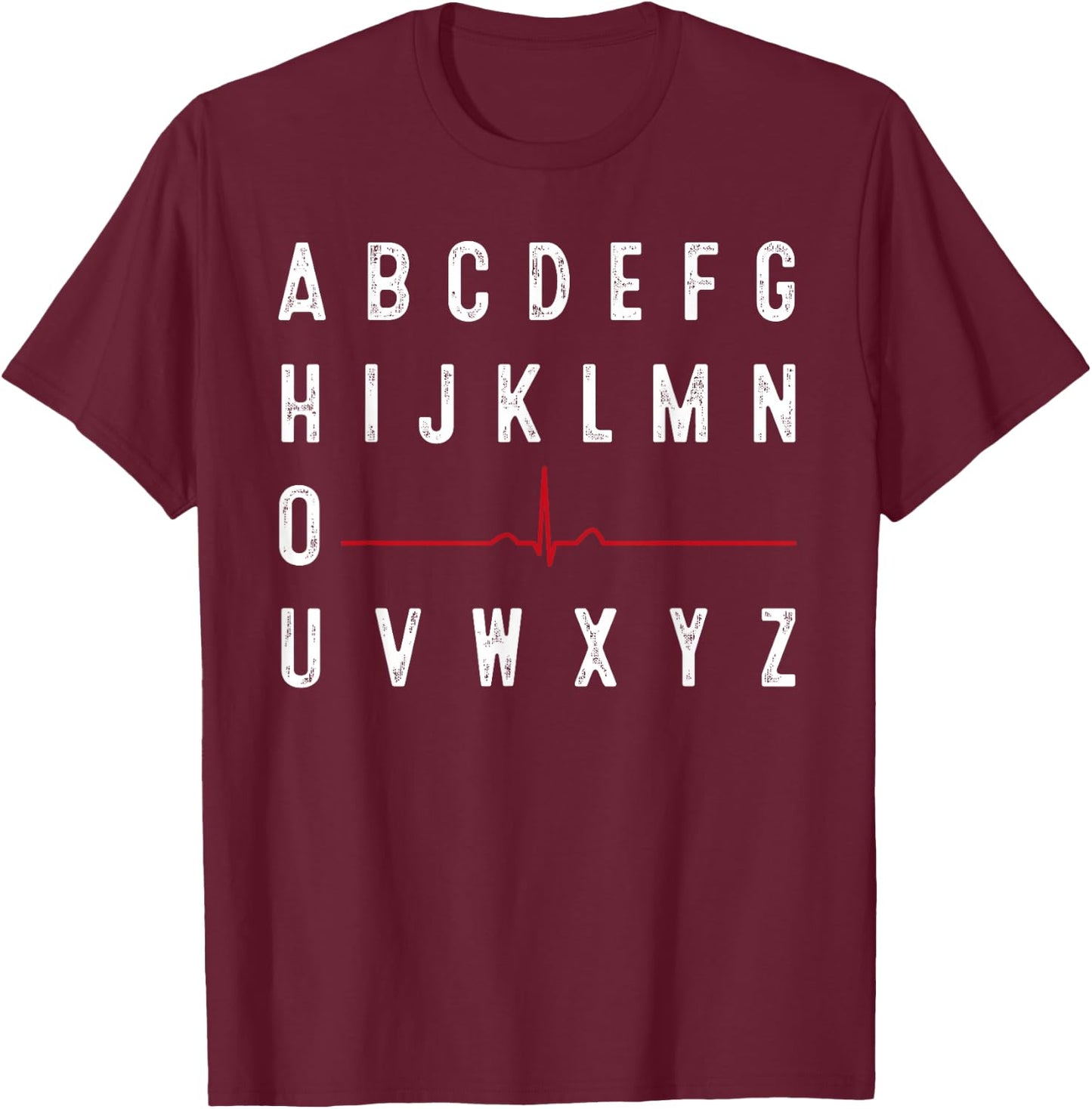 PQRST Nurses Day Funny Nurse Alphabet Cardiac Cycle Black 3X-Large Adults T-Shirt - T-Shirt | Maroon