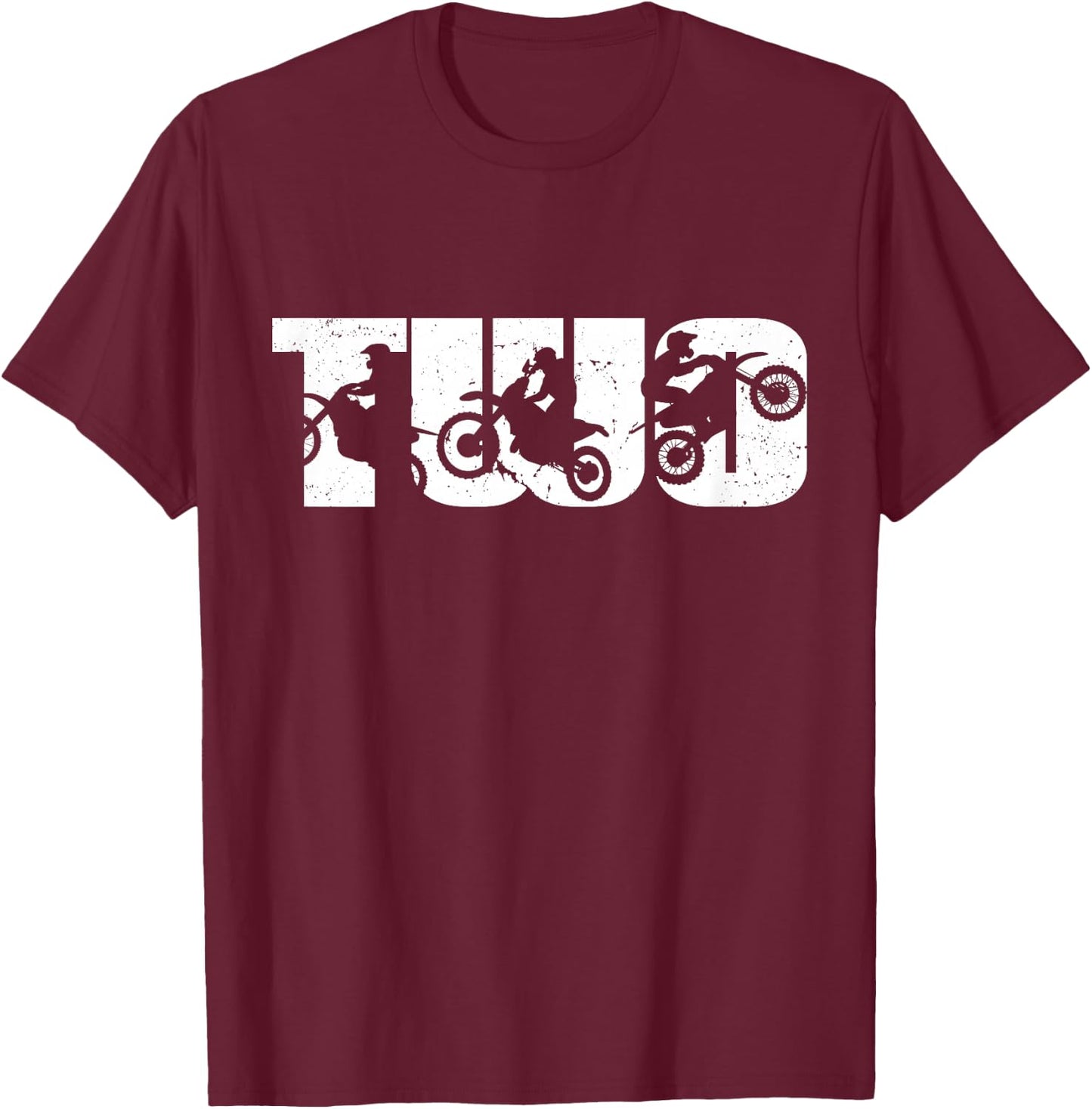 2nd Birthday Retro Motocross Dirt Bike 2 Years Boys Girl T-Shirt - T-Shirt | Maroon
