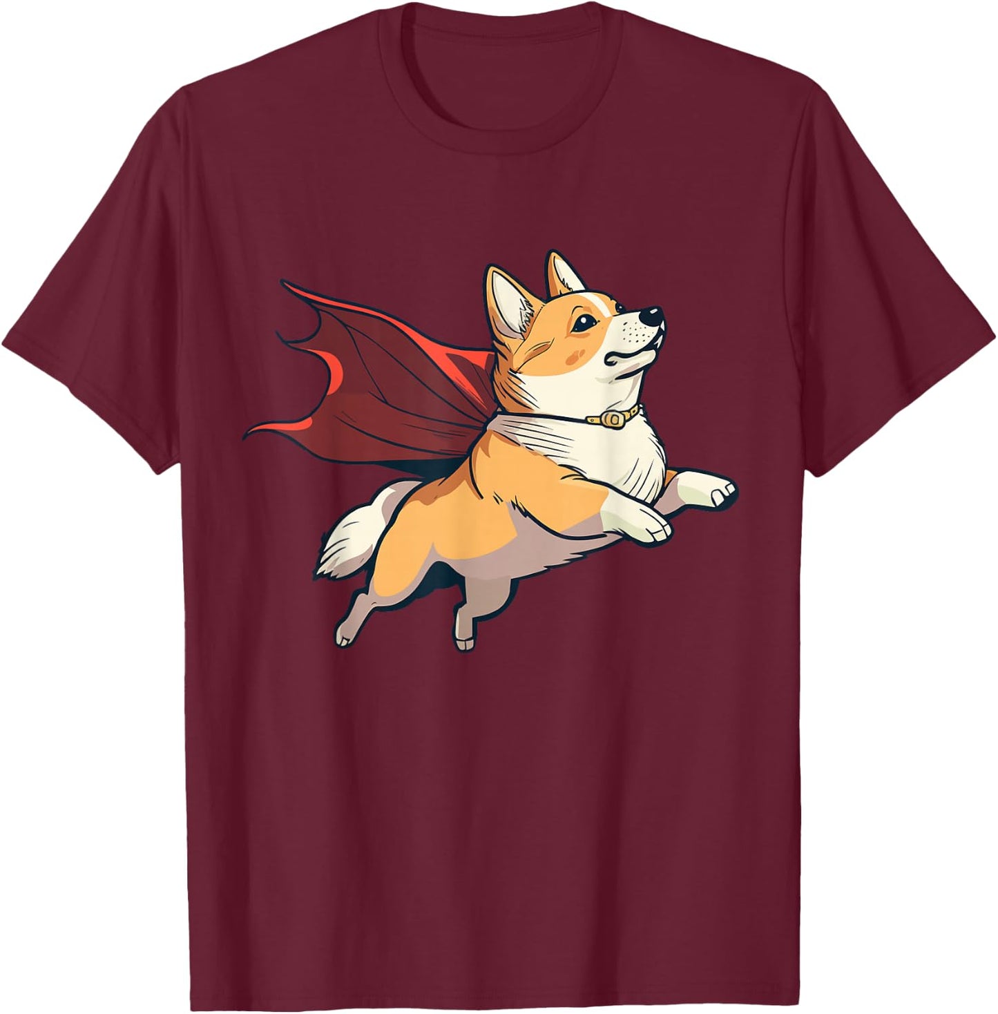 Super Hero Corgi with a Cape Super Dog T-Shirt - T-Shirt | Maroon
