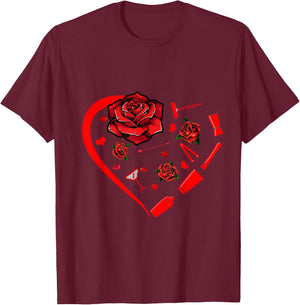 Bartender Tools Flowers Heart Shape Funny Valentine Family T-Shirt - T-Shirt | Maroon