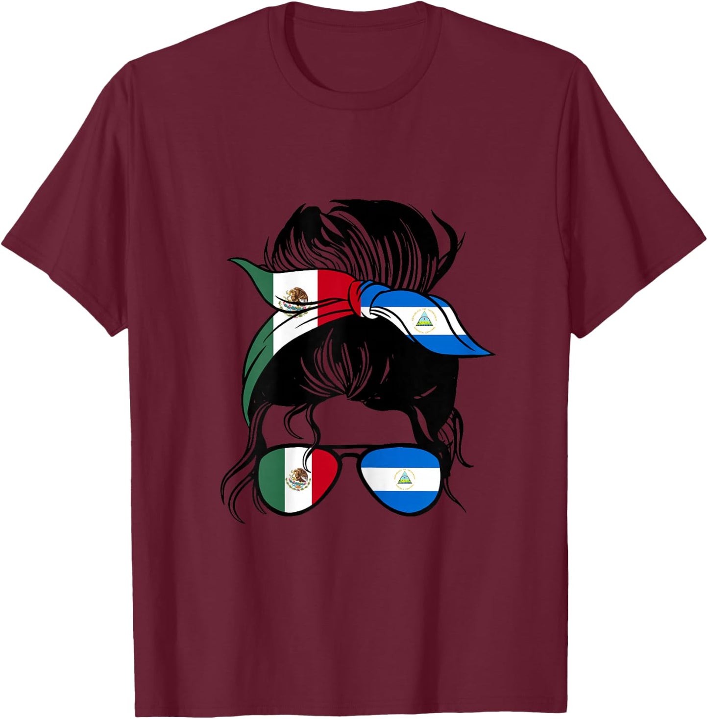 Mexico and Nicaragua Mix Half Mexican and Half Nicaraguan T-Shirt - T-Shirt | Maroon