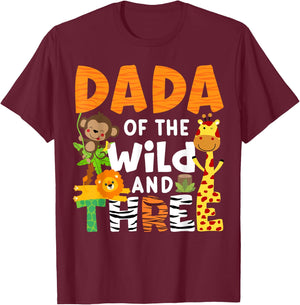 Dada Of The Wild and Three Zoo Theme Safari Birthday Jungle T-Shirt - T-Shirt | Maroon