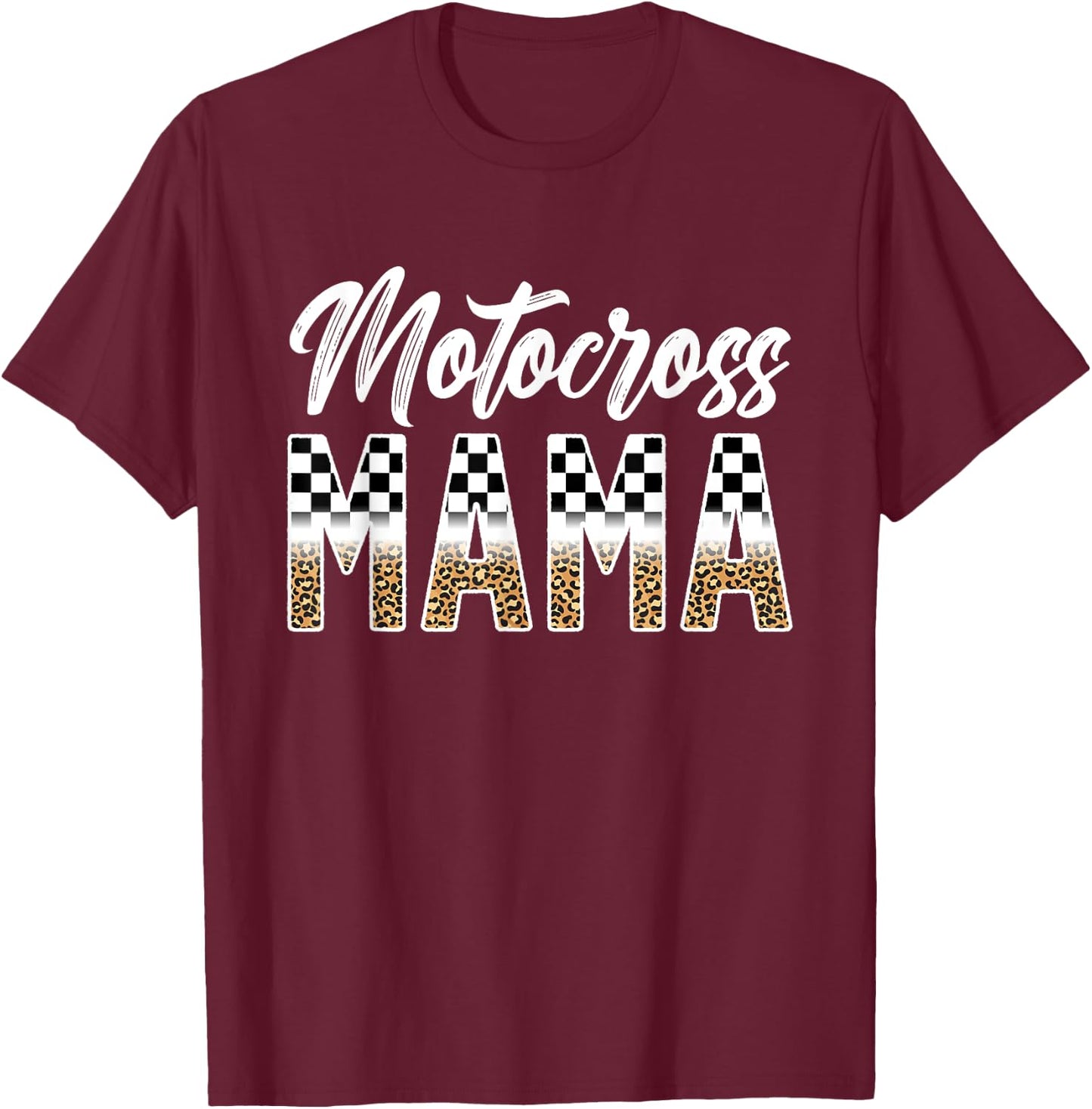 Motocross Mama Leopard Motocross Rider Mom Moto Mom T-Shirt - T-Shirt | Maroon