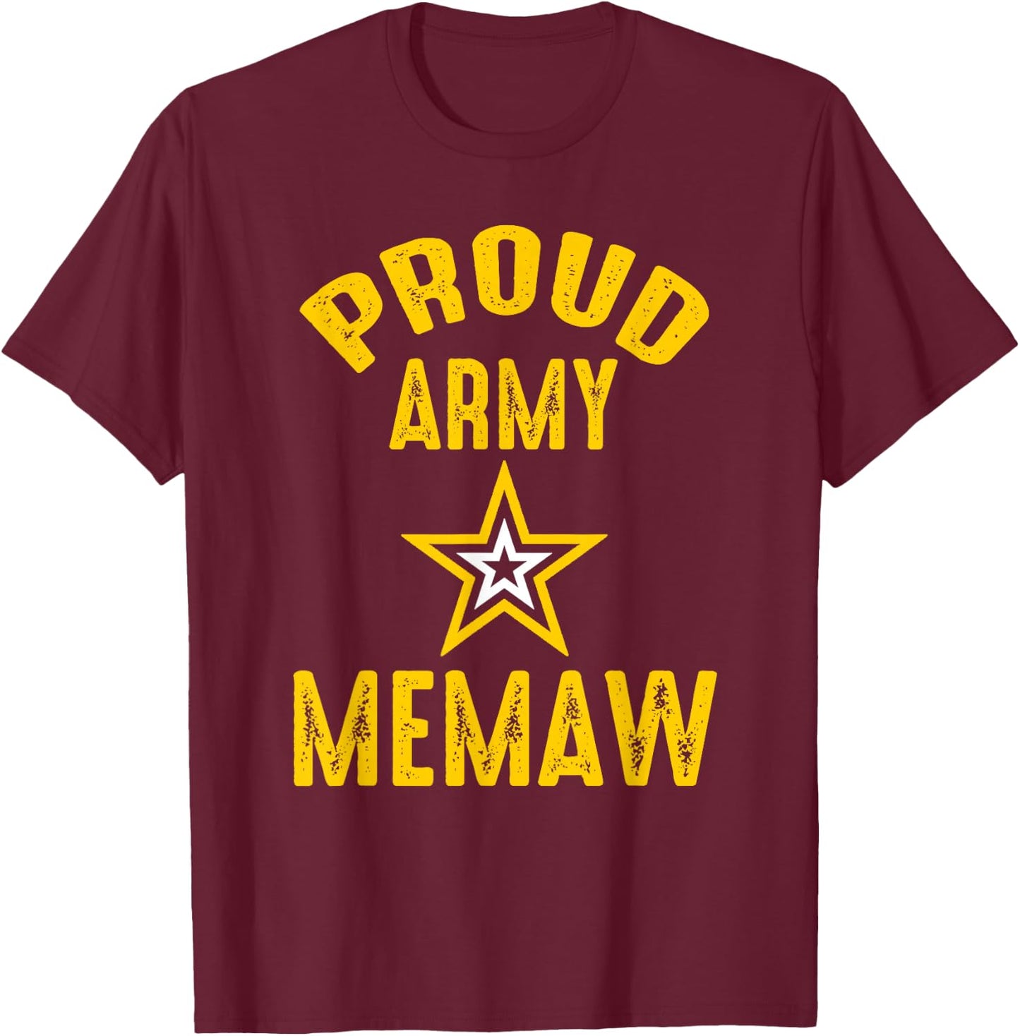 Vintage Proud Army MEMAW Veterans Family Reunion Match T-Shirt - T-Shirt | Maroon