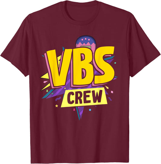 VBS Crew Vacation Bible VBS Teacher Groovy Christian School Women Kids T-Shirt - T-Shirt | Maroon
