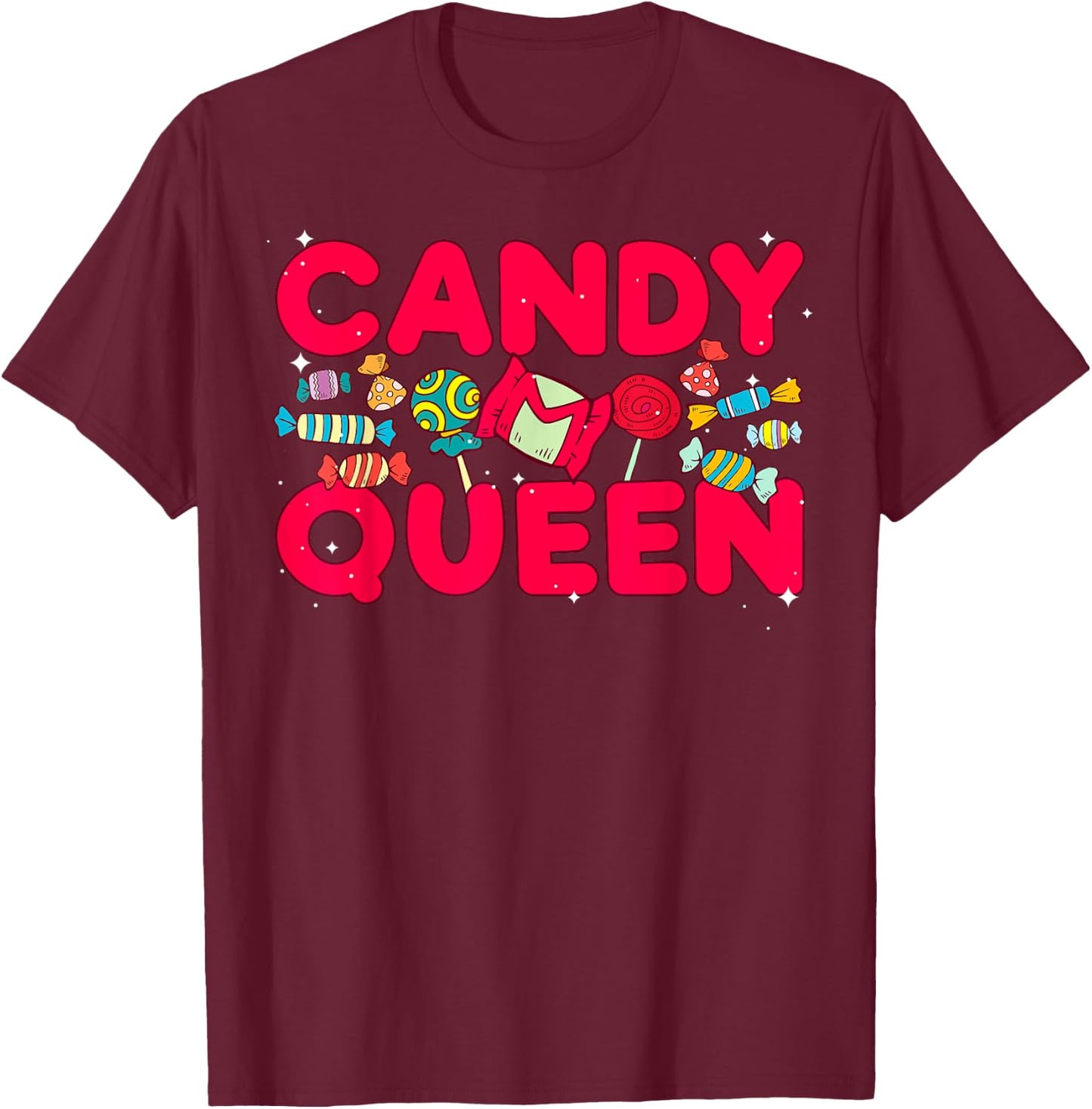 Cool Candy Queen Girls Lollipop Candy Bar Candies T-Shirt - T-Shirt | Maroon