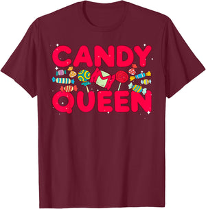 Cool Candy Queen Girls Lollipop Candy Bar Candies T-Shirt - T-Shirt | Maroon