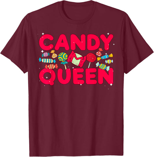 Cool Candy Queen Girls Lollipop Candy Bar Candies T-Shirt - T-Shirt | Maroon