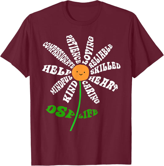 DSP Life Heart Word Inspirational Flower RN Nurse DSP Gifts T-Shirt - T-Shirt | Maroon