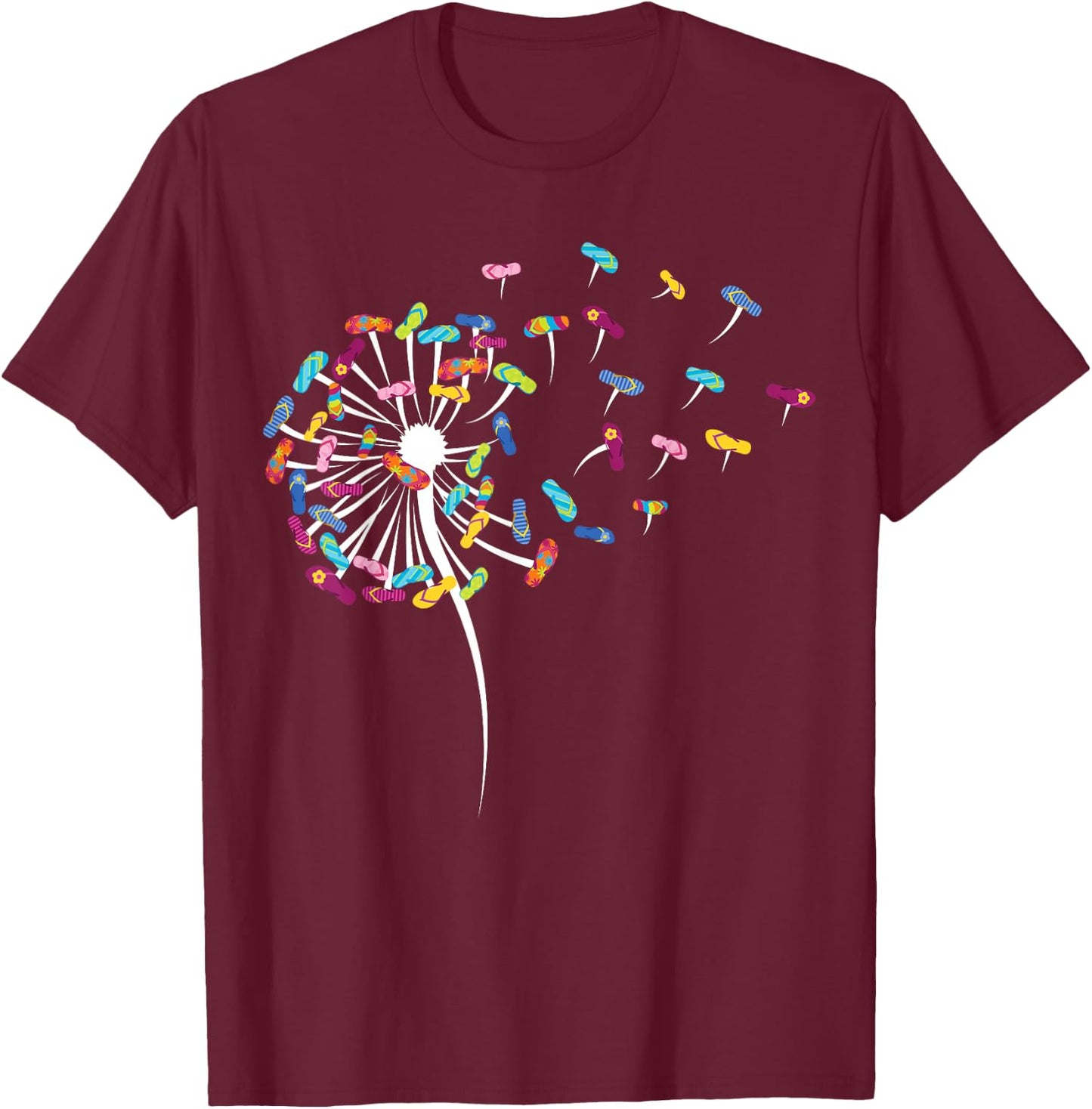 Dandelion Flip Flops Surfing Stuff for Beach T-Shirt - T-Shirt | Maroon