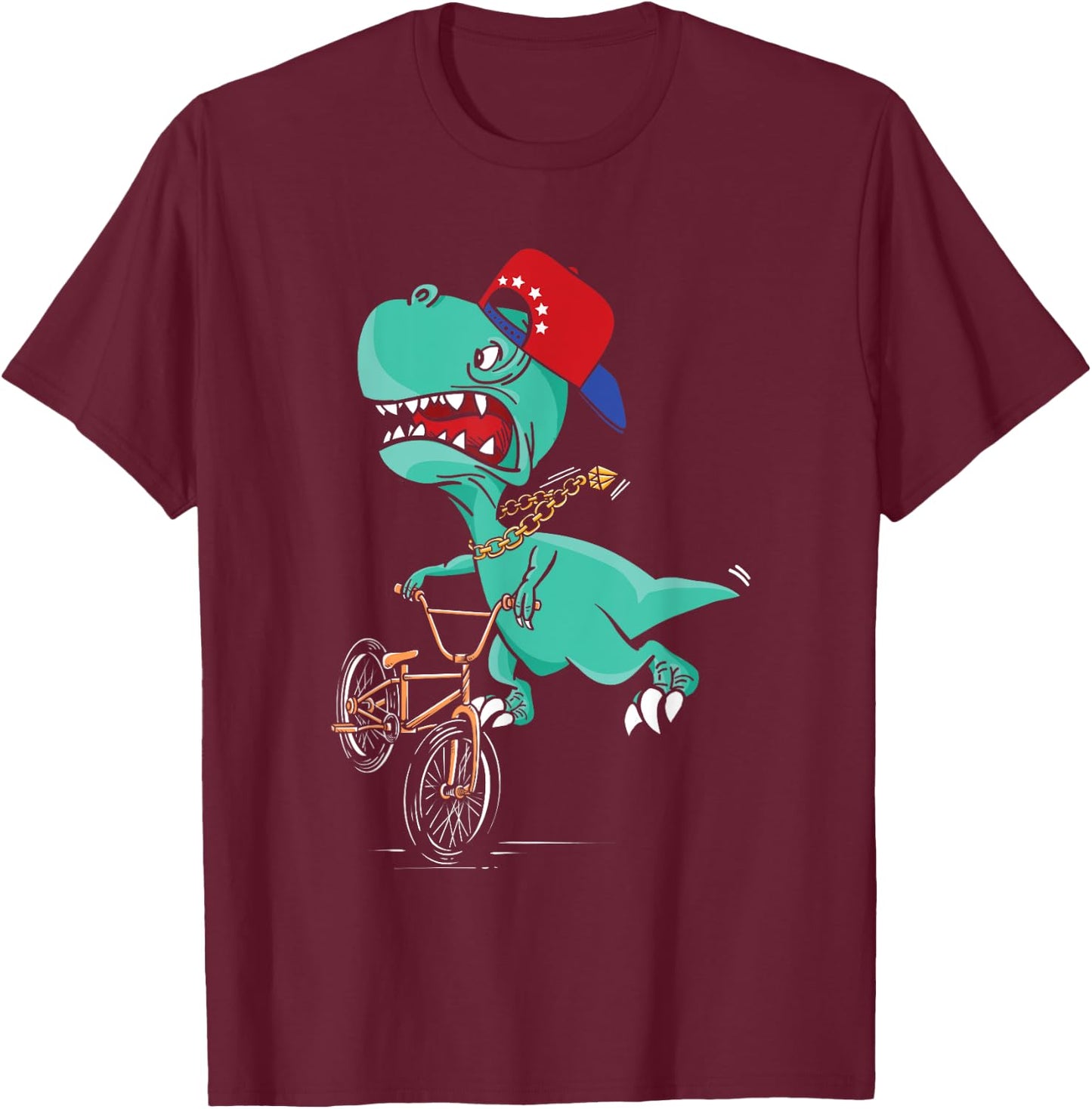 Funny T-Rex Dino Cyclist | BMX MTB Biking | Bike Cycling T-Shirt - T-Shirt | Maroon