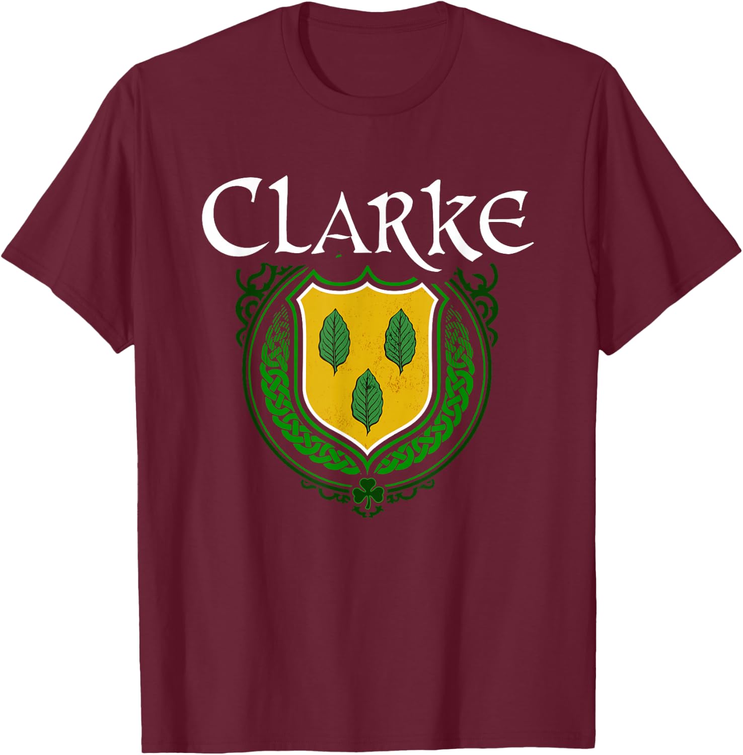 Clarke Surname Irish Clan Tartan Badge Ireland T-Shirt - T-Shirt | Maroon