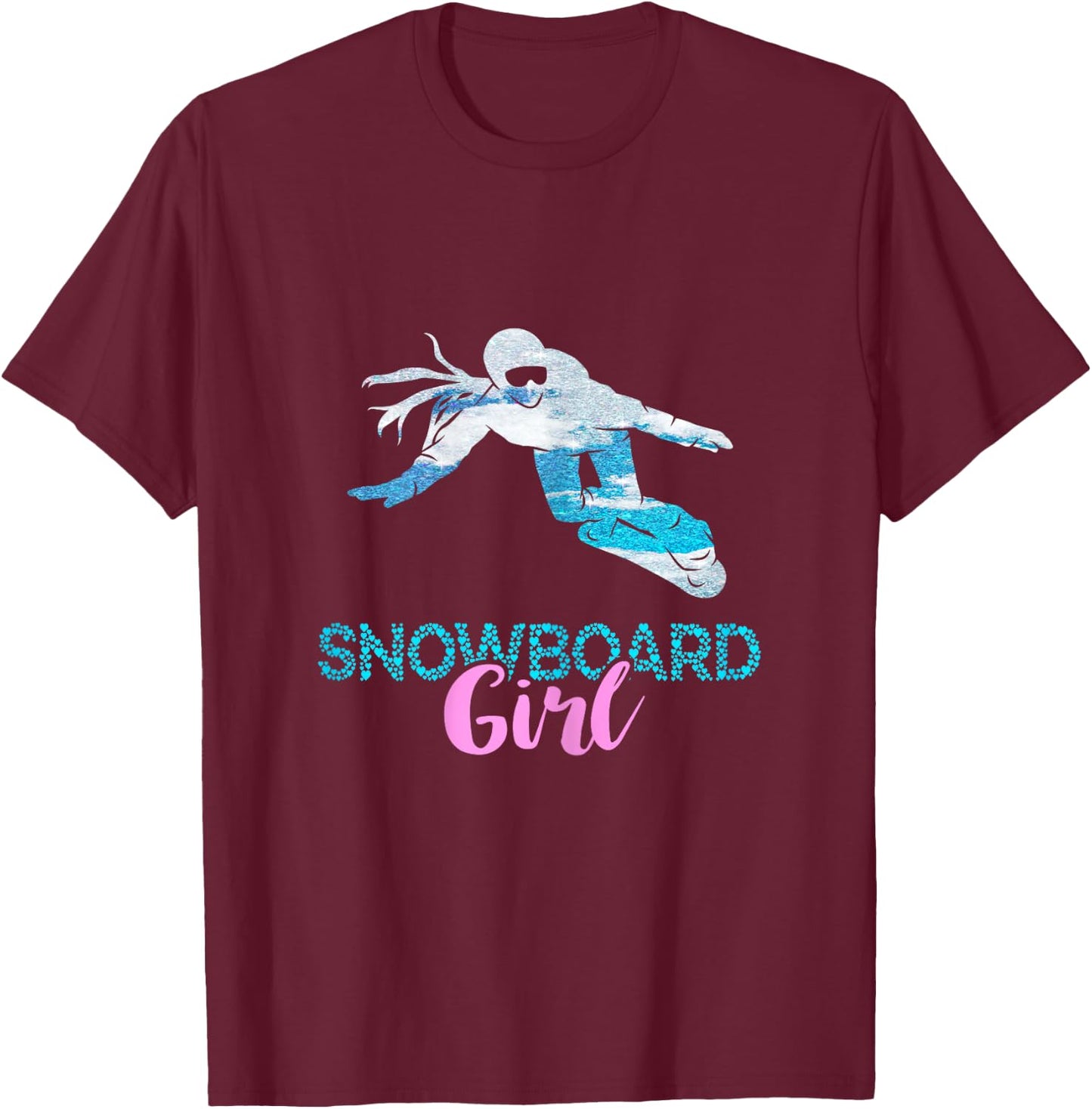 Winter Sport Snowboard Girl Heart Snowboard Snowboarding T-Shirt - T-Shirt | Maroon