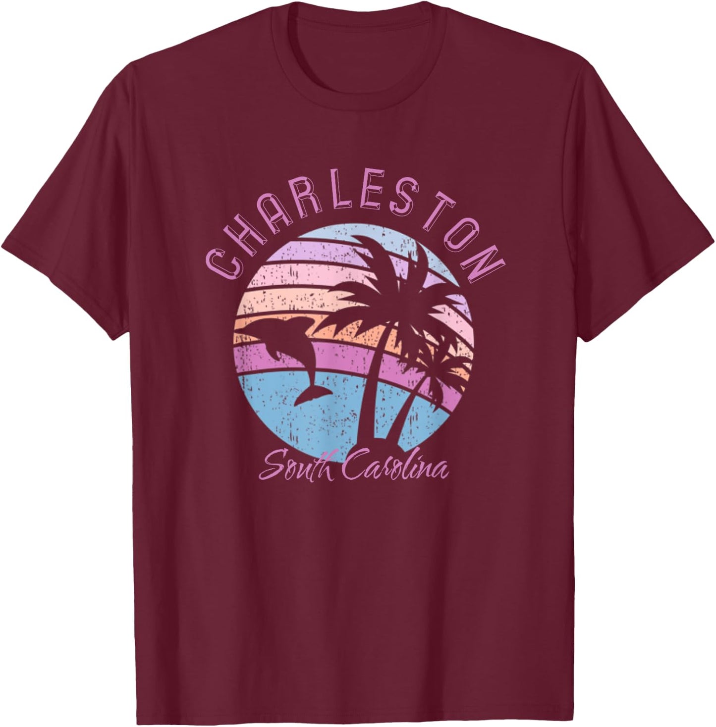 Charleston Dolphin South Carolina Deep Sea Fish SC Souvenir T-Shirt - T-Shirt | Maroon