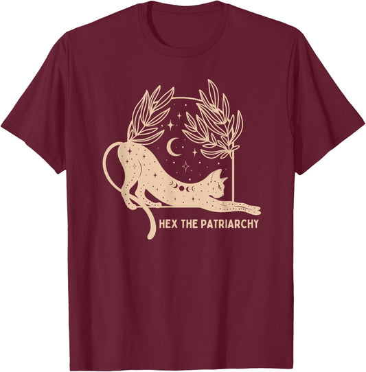 Feminist Witch, Hex The Patriarchy T-Shirt - T-Shirt | Maroon