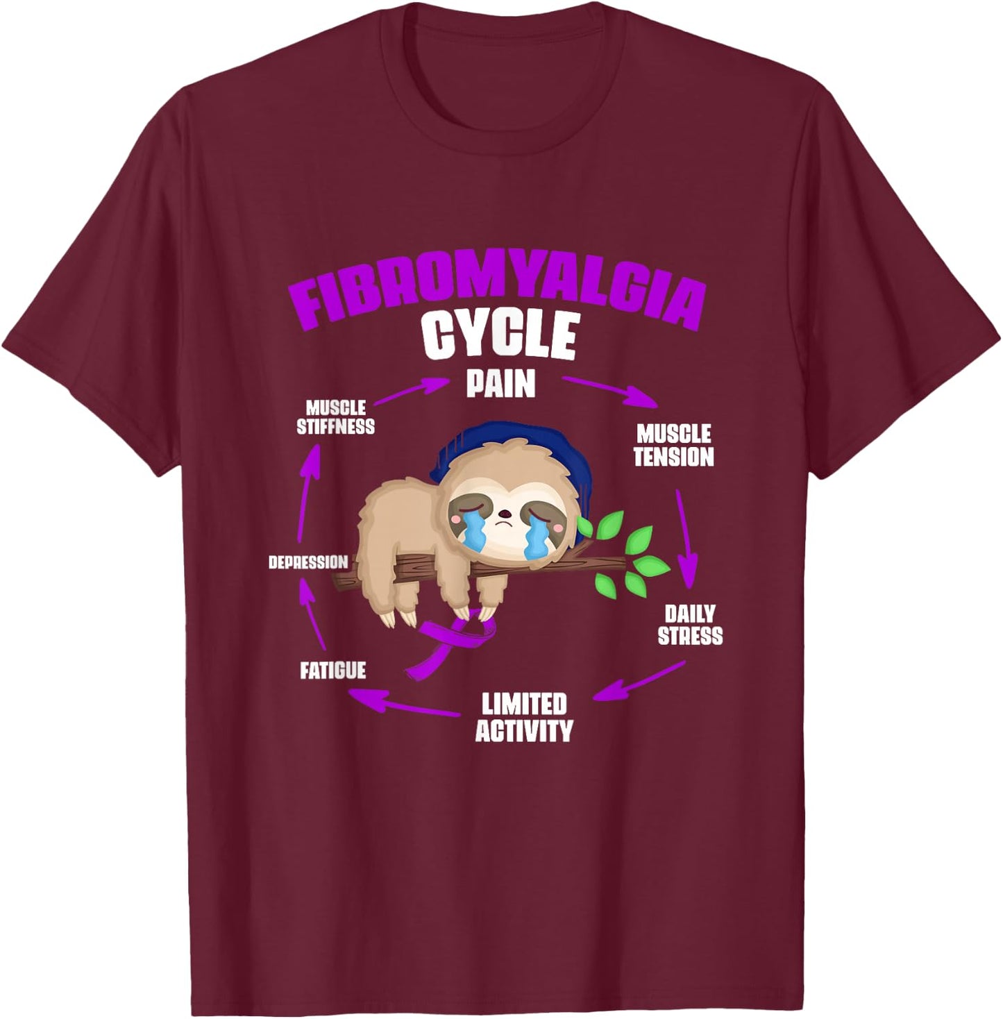 Fibromyalgia Cycle Fibro Fibromyalgia Survivor Fibromyalgia T-Shirt - T-Shirt | Maroon