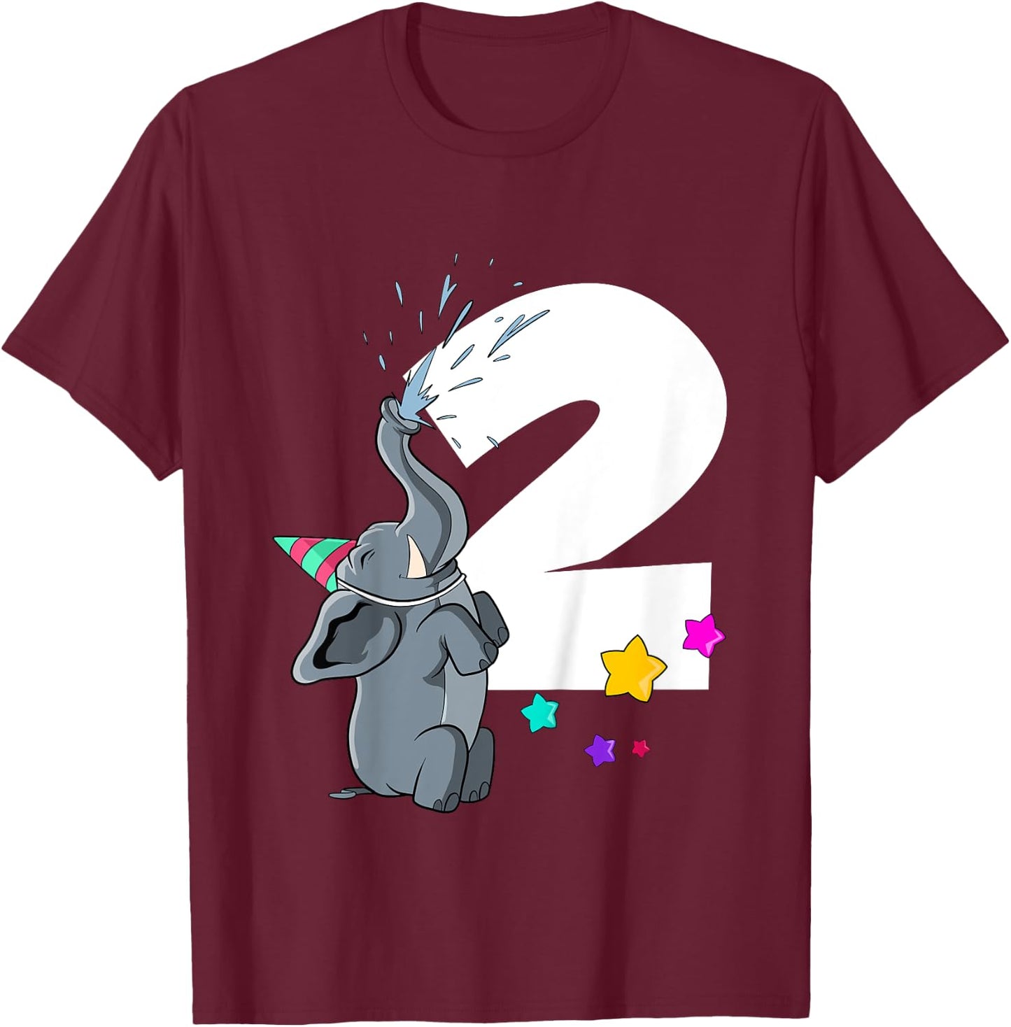 Elephant 2nd birthday 2 years old T-Shirt - T-Shirt | Maroon