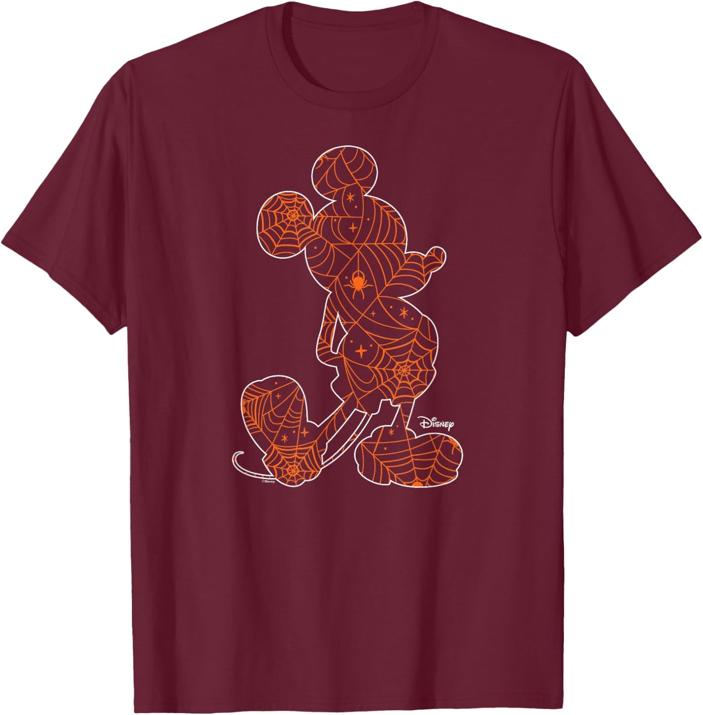 Disney - Mickey Silhouette Spider Web T-Shirt - T-Shirt | Maroon