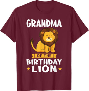 Grandma of the Birthday Lion Birthday T-Shirt - T-Shirt | Maroon