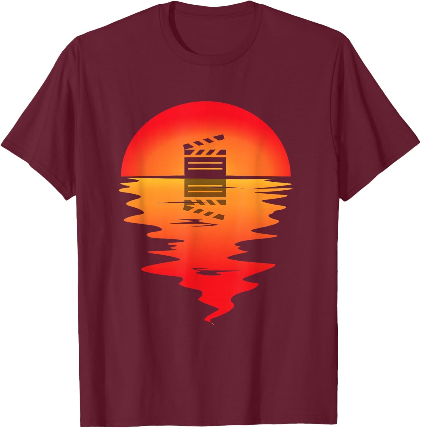Filmmaker Sunset Clapboard Filmmaking Cinematographer T-Shirt - T-Shirt | Maroon