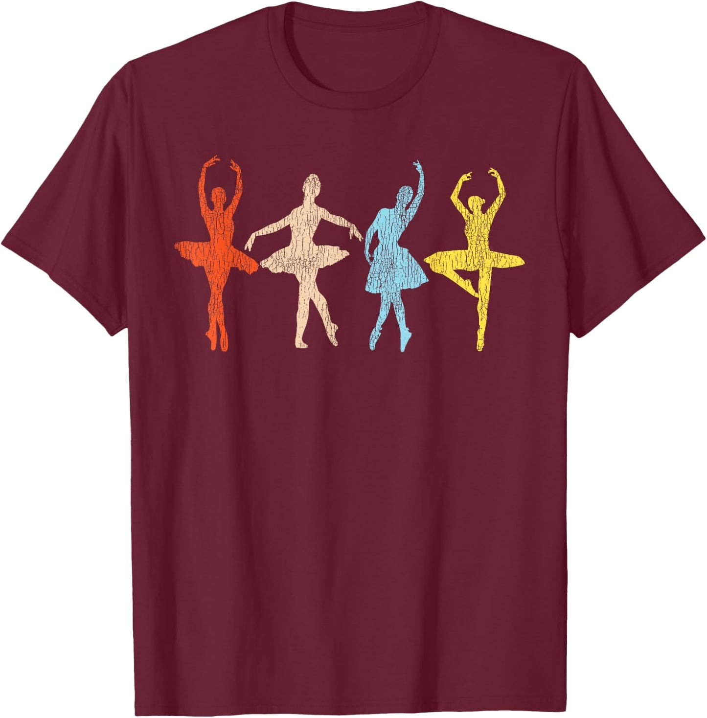 Ballet Dancer Dance Girl Ballerina Retro Vintage T-Shirt - T-Shirt | Maroon