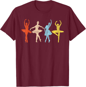 Ballet Dancer Dance Girl Ballerina Retro Vintage T-Shirt - T-Shirt | Maroon