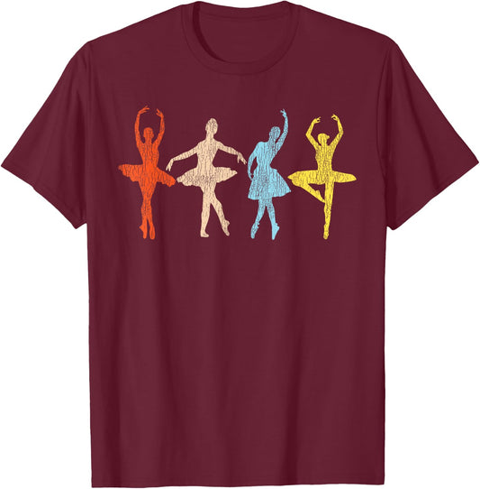 Ballet Dancer Dance Girl Ballerina Retro Vintage T-Shirt - T-Shirt | Maroon